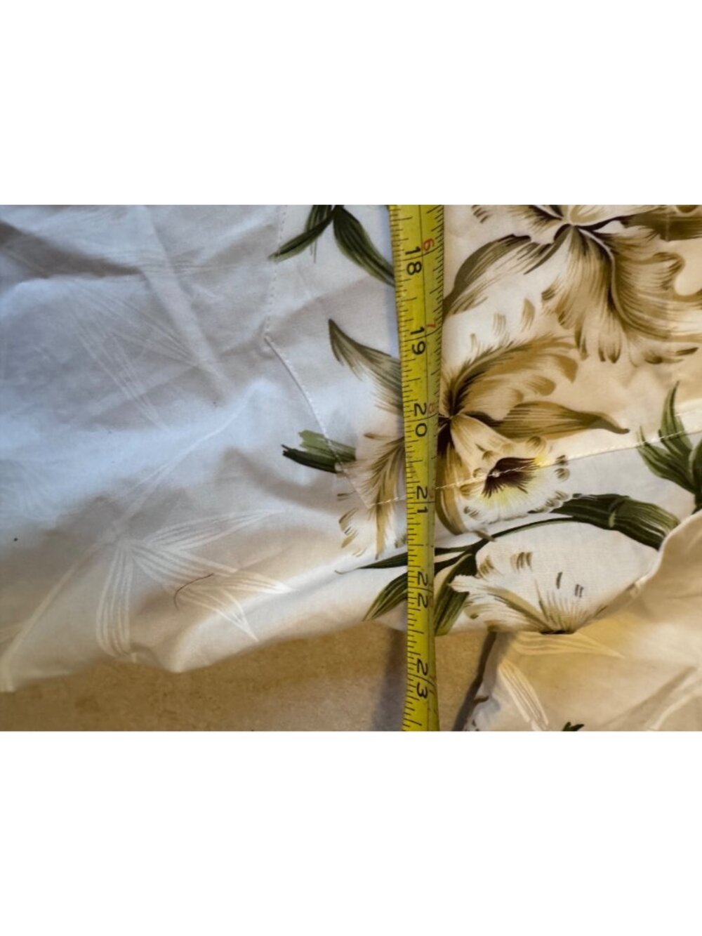 KY’S Hawaiian Shirt Mens Large Ivory Cotton Bamboo Floral Camp Aloha Button Up - Picture 9 of 9